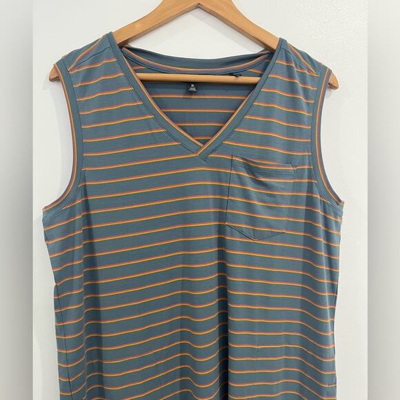 Toad & Co Striped Tank Dress Pockets XL - Picture 2 of 6
